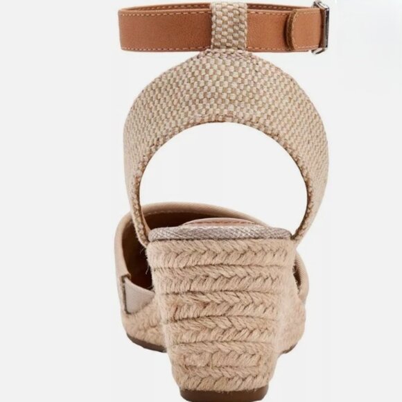 Style & Co Mailena Shine Canvas Wedge Espadrille Sandals Beige Women's US 8.5M - Picture 2 of 2